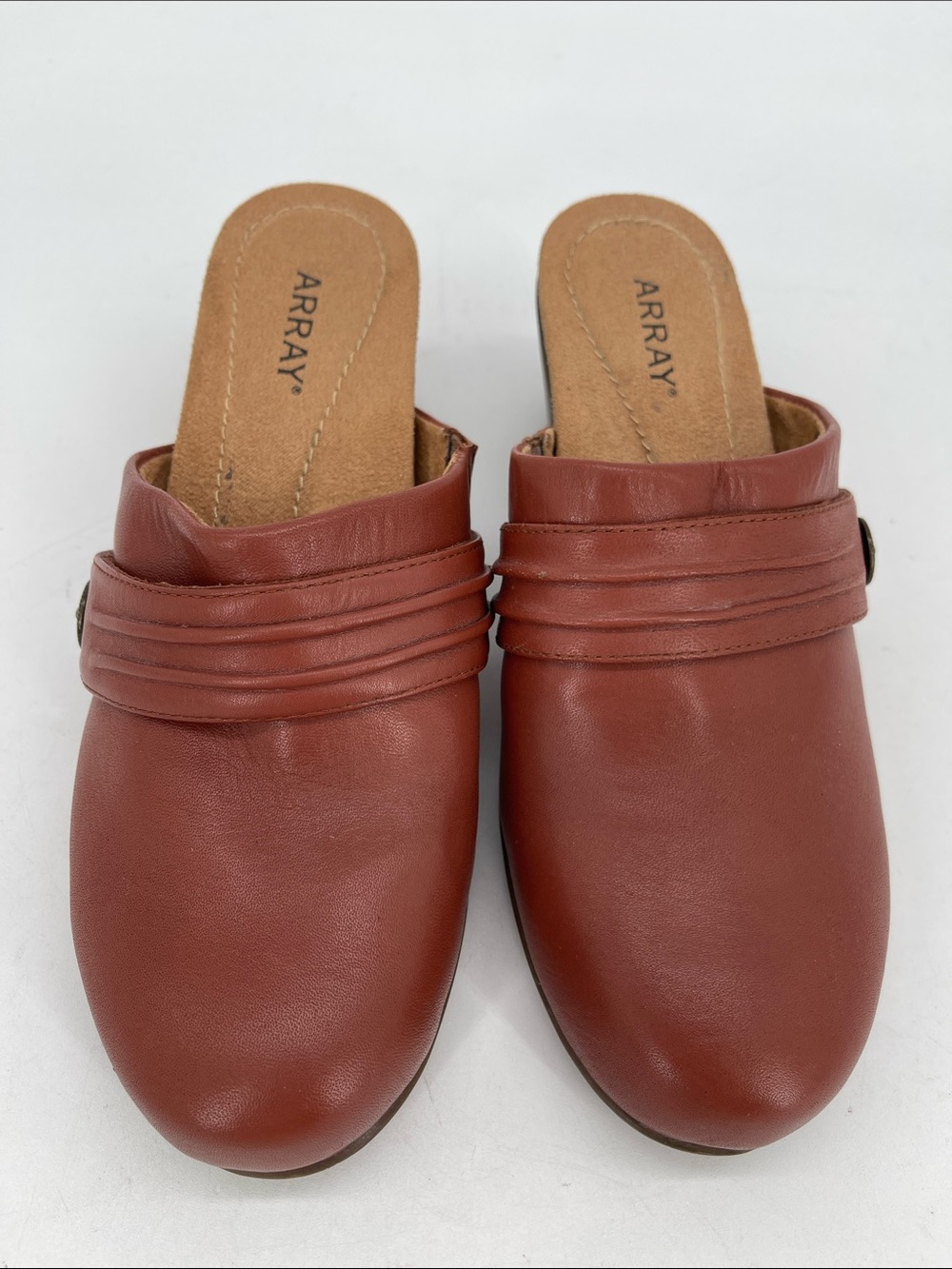 ARRAY Women's Leather Slip-On Mules in Rustic Brown Size 8